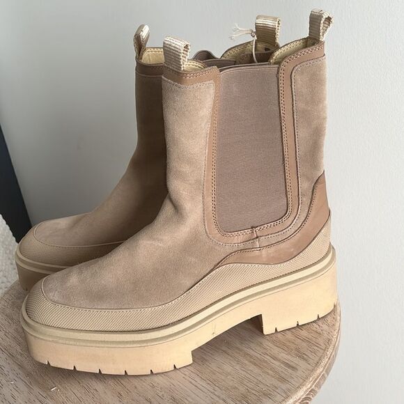 Sam Edelman Lulia Sesame Chunky Heel Closed Toe Pull On Ankle Combat Boots, 9.5 - Picture 5 of 7